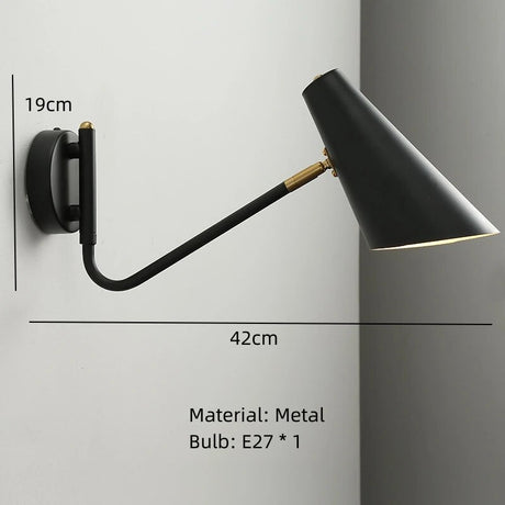 Modern Long Arm Wall Lights Gold Black White Metal Rotatable Foyer Bedside Reading Room Lamp E27 Bulb Drop shipping