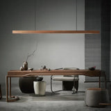 Japanese Pendant Light Black Walnut Fashion Home Design Nordic Long Strip Light Office Simple Wooden Dining Table Light