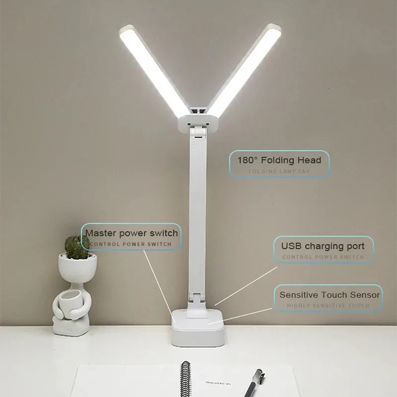 LED Desk Lamp USB Rechargeable Table Lamp 3 Levels Dimmable Touch Desk Lighting Eye Protection Foldable For Bedroom Desk Light