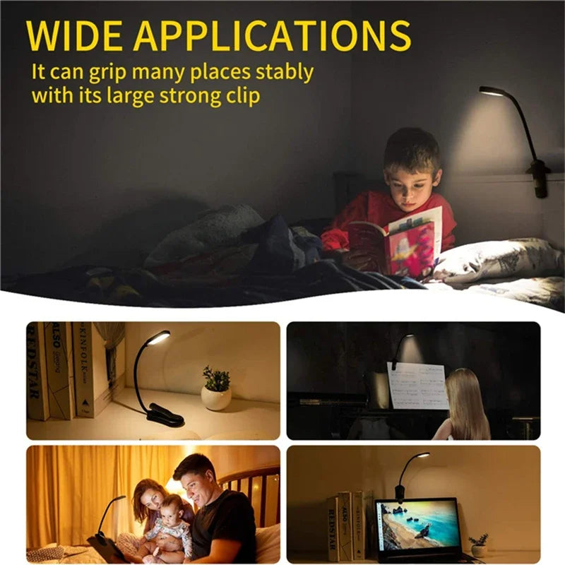 Chargeable Home-appliance Book Lamp 7LED Led Lights Bed Night Reading Light Lamps for Room With Level Three Warm and Cool White