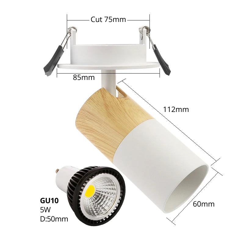 Surface Flush Mounted Ceiling Spot Light fixture Wall Sconce GU10 LED Lamp Replaceable Nordic Wood graine Bedroom Living Decor