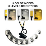 LED Clip On Book Light 3 Colors 8 Brightness Usb Rechargeable Portable Reading Light Night Light Book Lamp Mini Desk Lamp