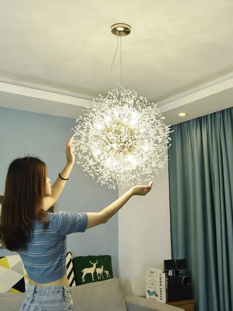 Modern Nordic Living Room Dining Room Crystal Dandelion Chandelier Campfire Bug Decorative Lighting Warm Chandelier Bedroom Shop