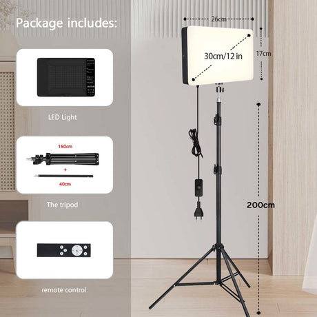 Photo Studio LED 2700k-5700k Video Fill Lamp Light Panel Photography Lighting With Tripod Stand Long Arm EU Plug For Live Stream
