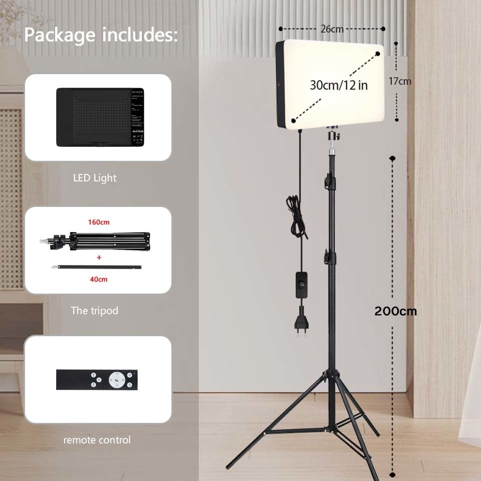 Photo Studio LED 2700k-5700k Video Fill Lamp Light Panel Photography Lighting With Tripod Stand Long Arm EU Plug For Live Stream
