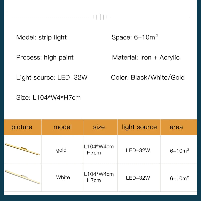 Long Led Ceiling Lamps Minimalist Strip Aisle Ceiling Chandelier Corridor Simple Indoor Light Home Lighting Decoration Fixtures