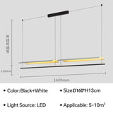 Nordic Minimalist LED Linear Pendant Light - Modern Industrial Hanging Chandelier for Dining Room, Kitchen Island, Bar & Office