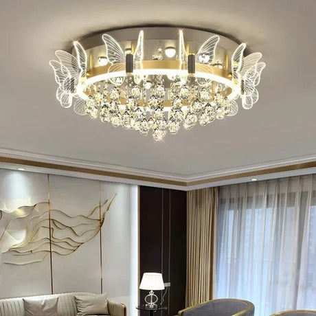 Cartoon Children's Room Light Crystal Ceiling Light New Butterfly Chandelier Girl's Room Balloon Light LED Bedroom Light