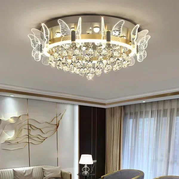 Cartoon Children&#39;s Room Light Crystal Ceiling Light New Butterfly Chandelier Girl&#39;s Room Balloon Light LED Bedroom Light