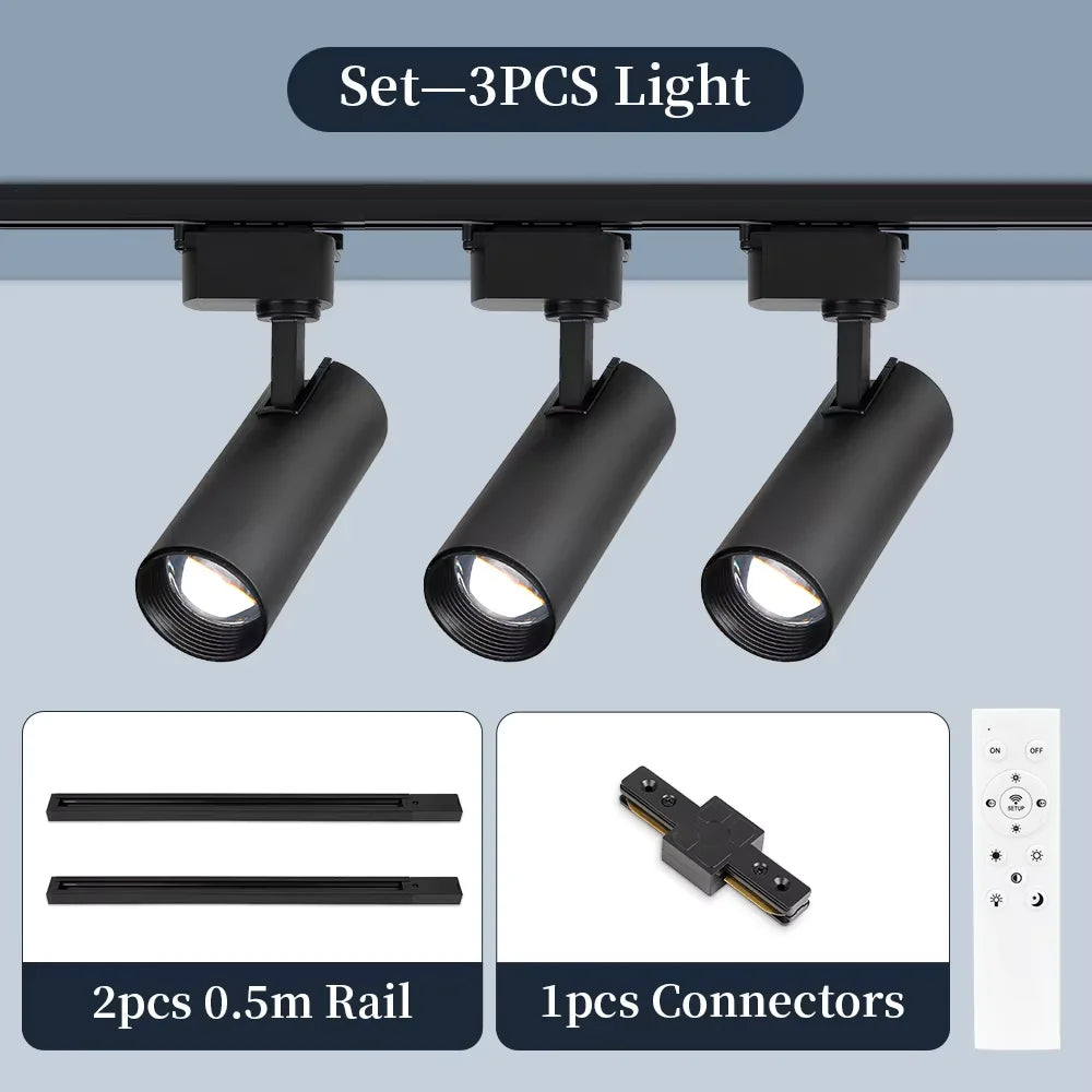 Remote Control Set LED Track Light Dimmable Ceiling Spotlight Rail Light Led Track Rail Spotlight Clothing Store Ceiling Lights