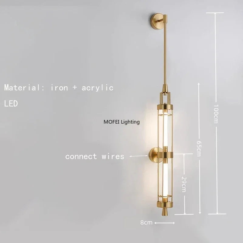 Nordic Iron Acrylic High End Golden Led Wall Lamp for Bedroom Villa Dining Living Room Home Decor Sconce Lighting Fixtures