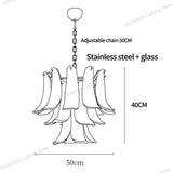 Modern Silver Branch Chandelier, Murano Horseshoe Glass Shade Lustre, Dimmable Pendant Lamp for Dining Room, Decor for Ceilings