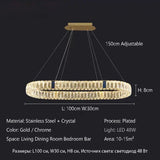Nordic Luxury Ring K9 Crystal Chandelier Villa Living Dining Room Bedroom Ceiling LED Pendant Light Indoor Lighting Hanging Lamp