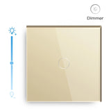 LED 1Gang Wall Dimmer Switch 1way Touch Sensor Switch Led Light Wall Switch Glass Panel EU Standard Blue Backlight 10A