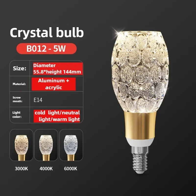 Super Bright LED Crystal Bulb  E27/E14 European Home Light  Dining Room Chandelier warm white cold white 110v 220v 230v 240v