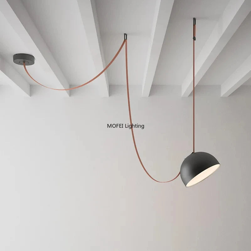 Italian Designer Leather Pendant Lamp Nordic LED Ceiling Chandelier Duplex Home Living Dining Room Hanging Lights Modern Fixture