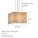Nordic Wabi-Sabi Dupont Paper Pendant Light - Durable Fabric Ceiling Chandelier Lamp Fixture for Living Room, Dining Area, Hotel & Villa Hall Decor