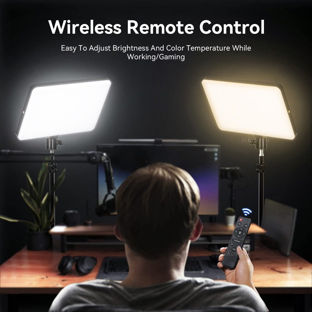 LED Fill Lamp Video Light Panel Bi-color 2700k-5700k Photography Lighting Live Stream Photo Studio Light with Tripod Stand