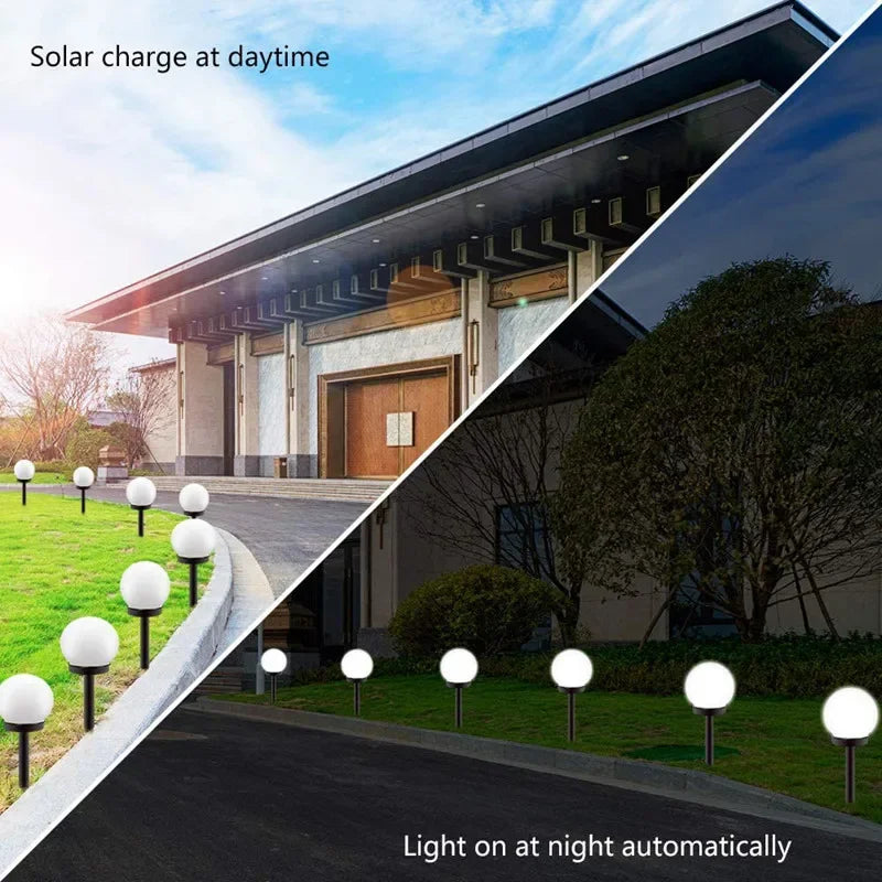 Solar Powered LED Bulb Lamp Energy Light Waterproof Outdoor Yard Light Street Solar Panel Ball Lights Lawn Garden Decorative