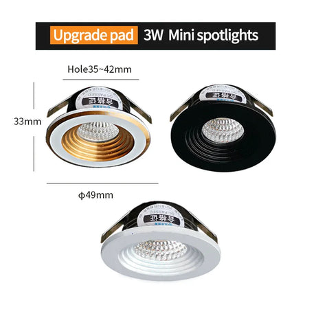 Recessed mini Spotlight 3w LED indoor ceiling light 110v 220 volt Deep anti-glare small downlight  with driver set