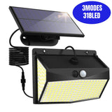 106/318LED Super Bright Outdoor Solar Lamp Waterproof 3 Modes Motion Sensor Human Induction Solar Garden Light Yard Garage Light