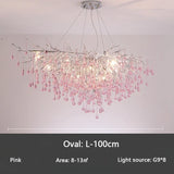 Pink Crystal Chandelier Creative Waterdrop Luxury Living Room Lights Modern Home Indoor Decor Bedroom Dining Room Pendant Lamps