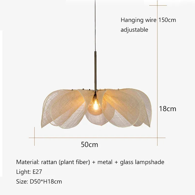 New Chinese Style Handmade Chandelier Restaurant Hotel Banquet Hall Fabric Pendant Lamp Homestay Zen Tea Room Lighting Fixture