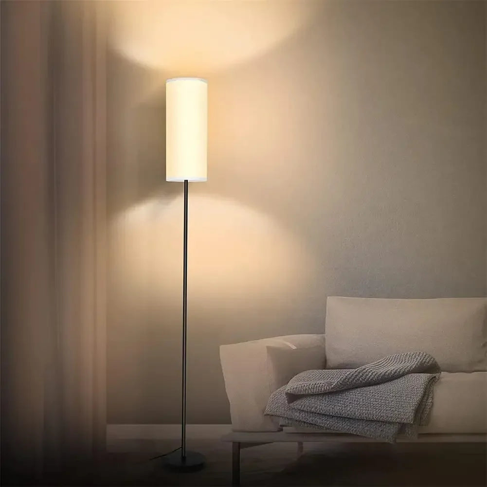 LED Cloth Floor Lamp with 3 Color E27 Light Bulb Dimmable Reading Light Linen Lampshade Lamp for Bedroom Living Room Office