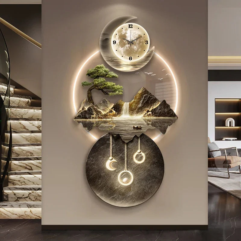 Art Mural Wall Clocks Luxury Interior Aesthetic Creative Wall Watch Minimalist Bedrooms American Relog De Pared Wall Decors