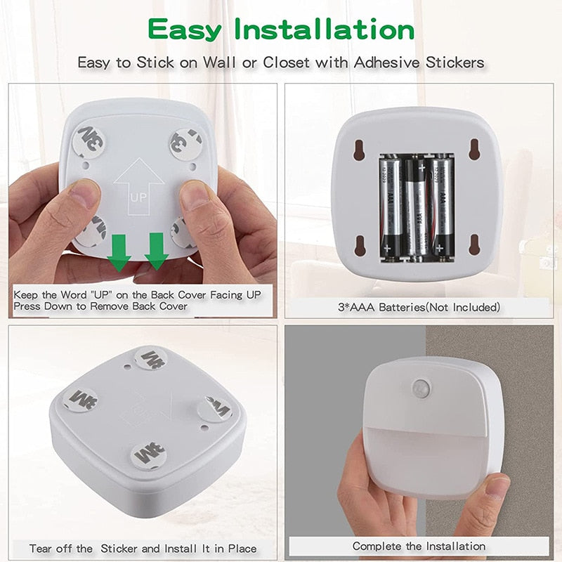 Motion Sensor Light Wireless LED Night Lights AAA Battery Powered Bedroom Wall Staircase Closet Aisle Body Induction Lamp