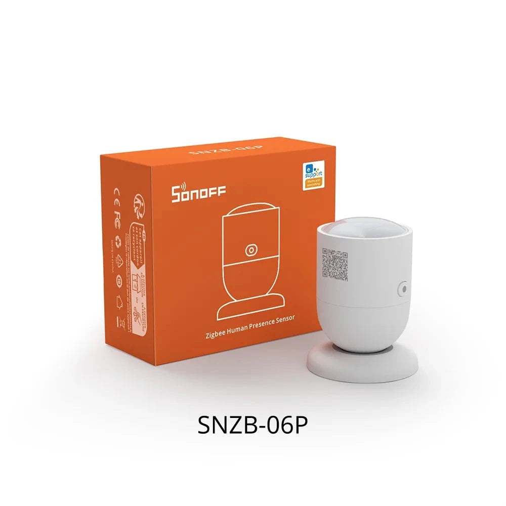 Human Presence Sensor SNZB-06P Microwave Radar Presence Detection Light Sensing Works with Alexa for Smart Home