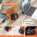 D2 Portable Camping Fishing Fan 2 in 1 LED Lamp Flashlight 3-Speed Outdoor USB Rechargeable Tent Fan Hanging Hook Torch Lantern