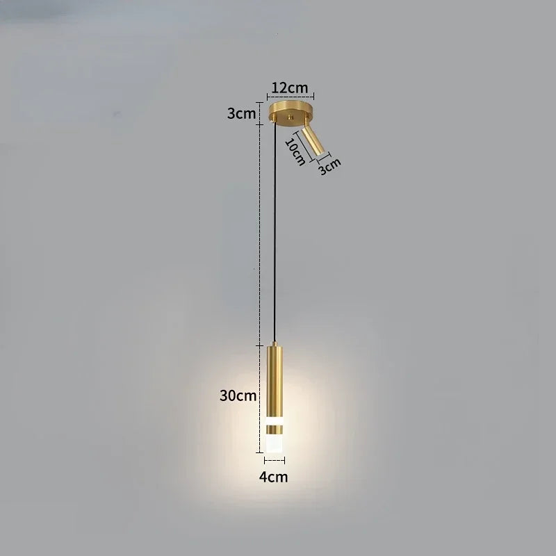 Modern Led Long Pendant Light for Bedroom Bedside Living Room Hanging Lamps Reading Lighting Double Spotlight Decor Chandelier
