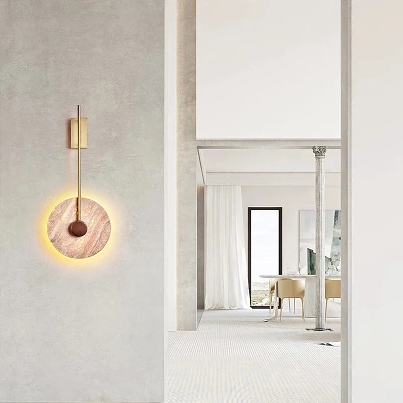 Natural Yellow Cave Stone Wall Lamps Retro LED Travertine Wall Lights Indoor Decor Lighting Bedroom Bedside Living Room Hallway