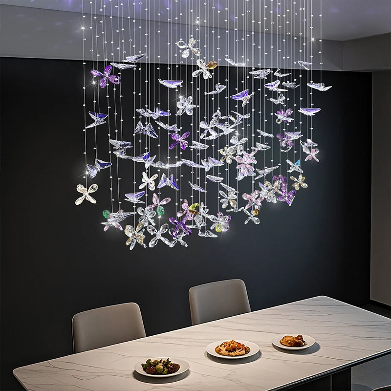 Chandelier Over the Dining Table Kitchen Island Pendant Light Dining Room Butterfly Design Chandelier Crystal Hanging Lamp
