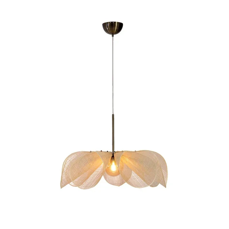 Japanese Wabi-Sabi Vintage Fabric Pendant Light - Retro Textile Hanging Ceiling Lamp Fixture for Living Room, Restaurant & Hotel Mood Lighting