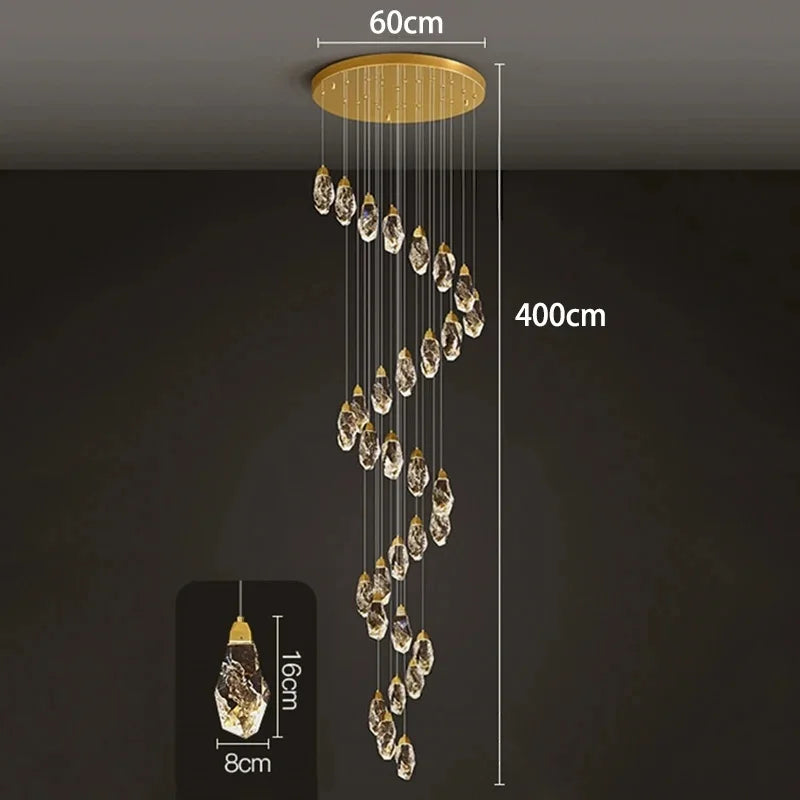Modern Home Decoration Crystal Ceiling Lights Chandelier Staircase Pendant Lamp Living Room Hanging Lights Interior Lighting