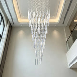 Modern Long Crystal Chandelier For High Ceiling Villa Staircase LED Raindrop Hanging Light Duplex Loft Foyer Ceiling Lamp