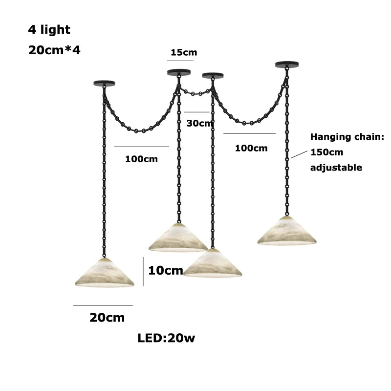 Marble Umbrella Diy Iron Chain Led 2025 Chandelier Alabaster Lustre Suspension Luminaire Lampen For Corridor Entry Way