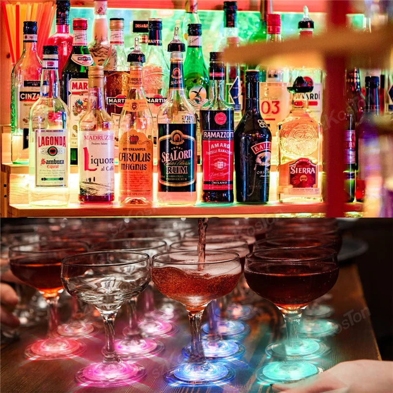 LED Bottle Coaster Sticker Lights (1–200 PCS) - Luminous Cup Lights for Bar, KTV, Wedding, Party & Vase Decoration