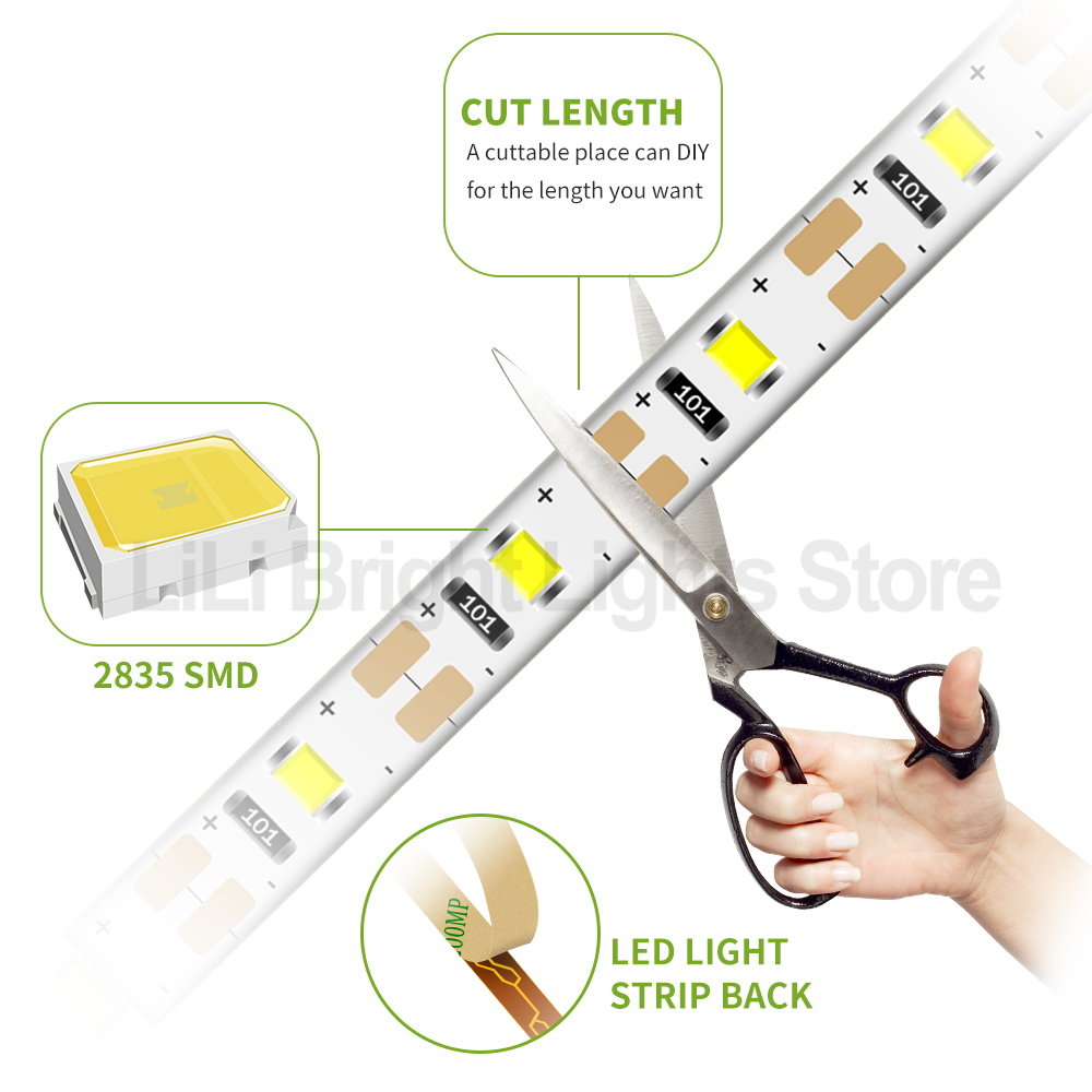5M PIR Led Motion Sensor LED Strip Lamp 5V Led Under Cabinet Lamp Tape Ribbon Diode Light Battery Powered TV Backlight Lighting