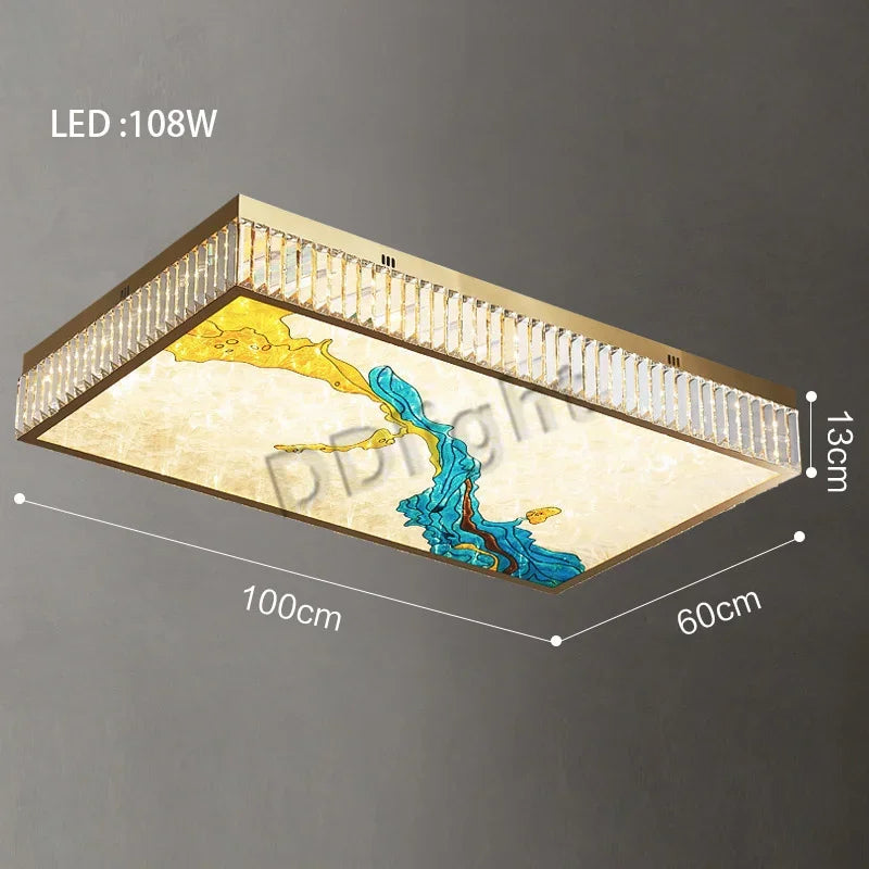 2025 Modern New Enamel Color Chandiler Lustre Crystal Glass Ceiling Light Luxury LED Ring Villa Decor Bedroom Living Dining Room