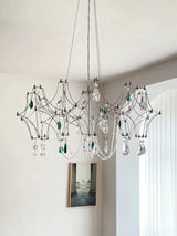 French Luxury Green Crystal Led Chandeliers Romantic Art Dining Room Decor  Pendant Light Lighting Bedroom Hanging Lamp Fixtures