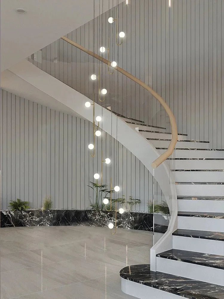Modern Duplex Staircase LED Pendant Light - Living Room Long Hanging Lamp