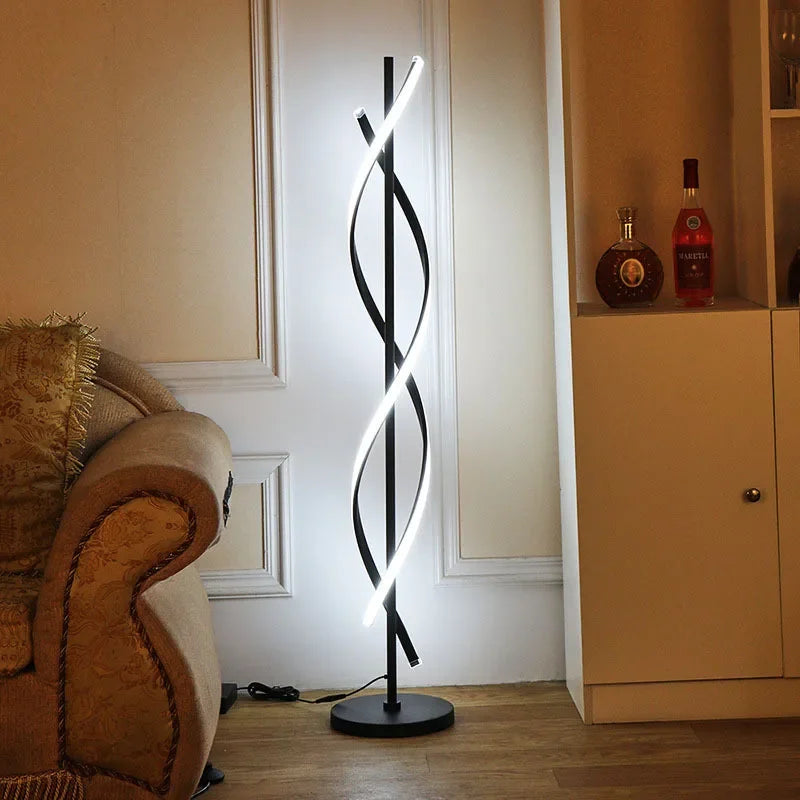 Nordic RGB LED Floor Lamp - Postmodern Spiral Corner Light for Living Room
