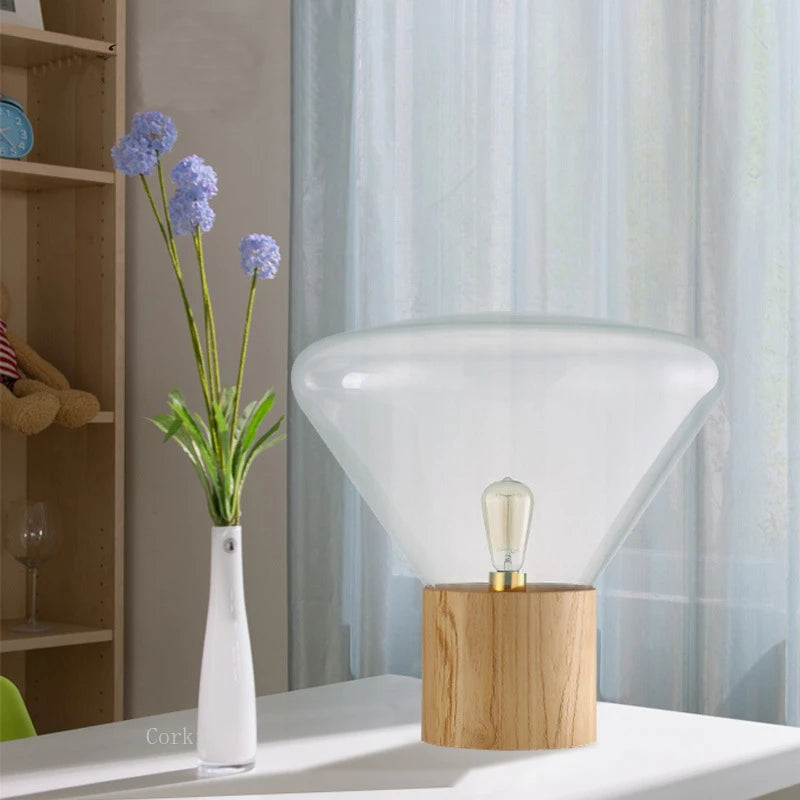 Designer Table Lamp Nordic Minimalist Glass Bottle Floor Lamp Wood Bedside Lamp Design Luminaires for Home Soft Living Room