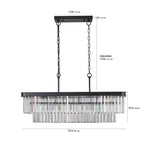 33.5 Inch ceiling lamp,Rectangular Black Crystal Chandelier Adjustable,E12 Modern Industrial Crystal Lights (Bulb Not Included)
