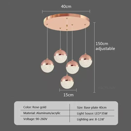 Nordic LED Dining Chandelier Creative Simple Acrylic Half Ball Indoor Pendant Lamp for Restaurant Aisle Corridor Pendant Lamp