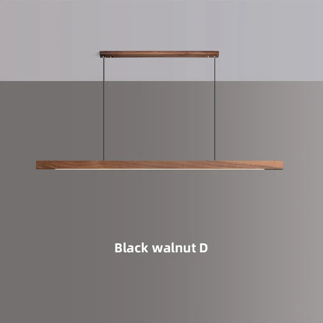 Stylish Minimalist Creative Wood Long Strip Hanging LED Pendant Lights Fashion Lamps for Living Room Home Decoration Chandelier