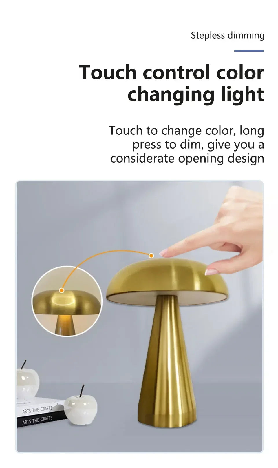 Retro Mushroom LED Night Light Touch Sensor Rechargeable Desk Lamp for Bedroom Restaurant Bar Decor Reading Lighting